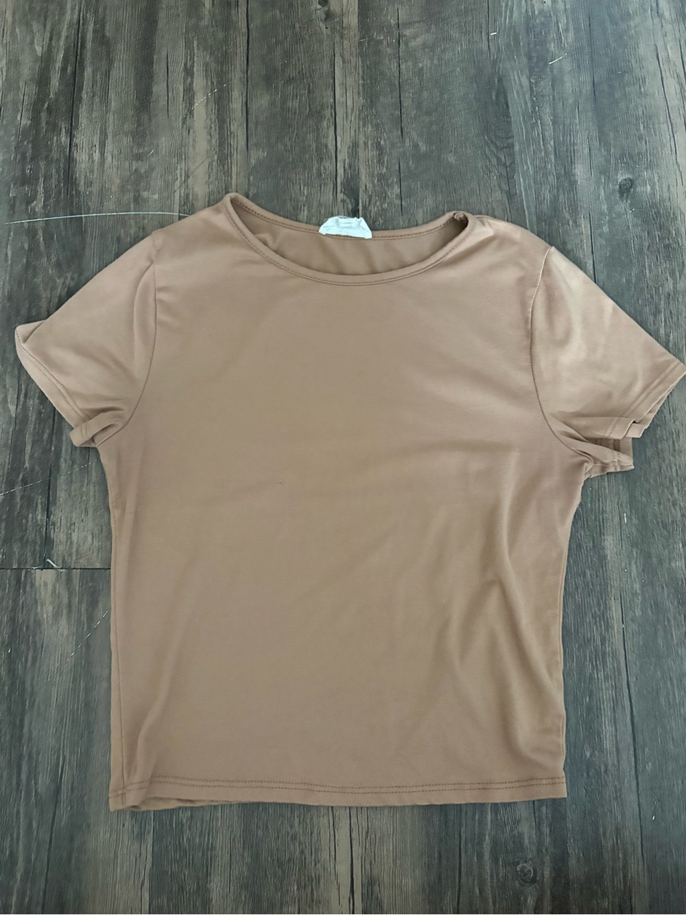 Essential Short Sleeve Crewneck Top in Tan